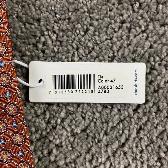 NWT ETON Tie Necktie Silk Floral Medallion Width 3.25" - Picture 5 of 9